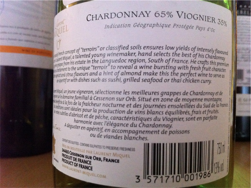 Laurent Miquel, IGP d’Oc, 2010, 13% (kupaż: Chardonnay 35%, Viognier 65%).