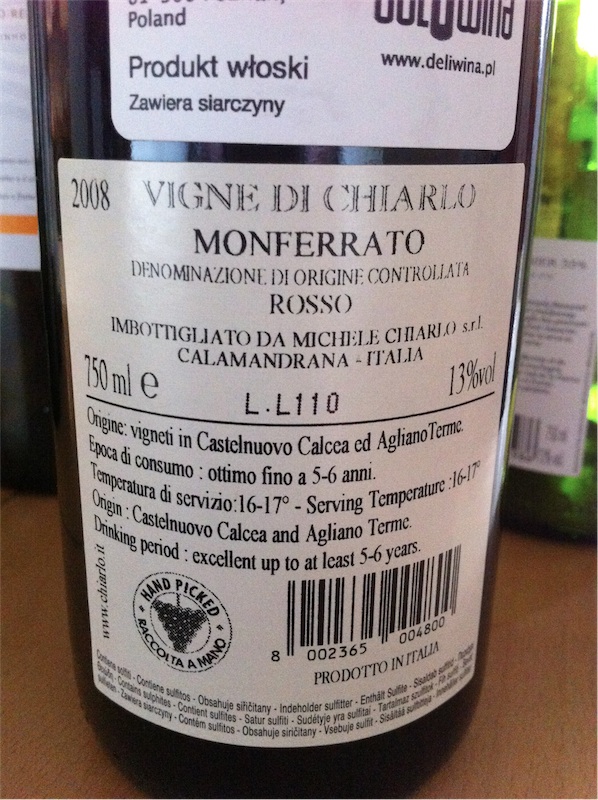 Michele Chiarlo, „Vigne di Chairlo”, DOC Monferrato, 2008, 13%.